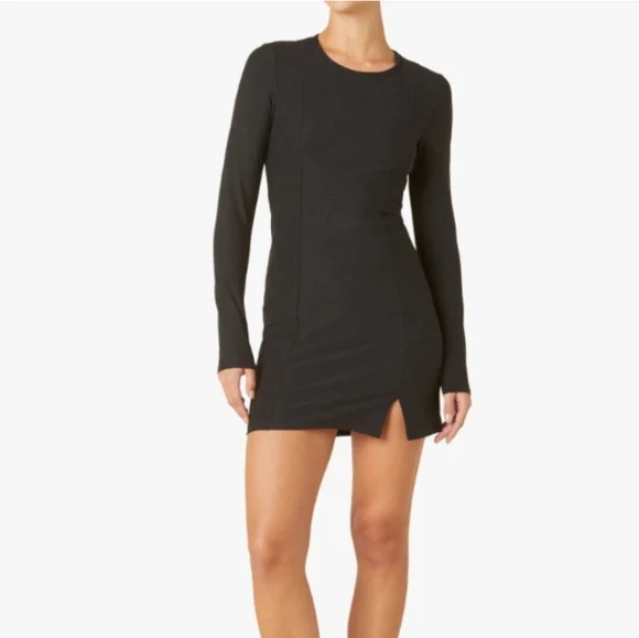 NWT! Beyond Yoga After Dark Space Dye Black Long Sleeve Mini Dress - Large - Picture 1 of 7